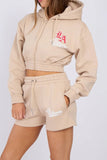 LA Cropped Zip Up Hoodie & Shorts Co-Ord Set