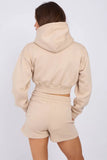 LA Cropped Zip Up Hoodie & Shorts Co-Ord Set
