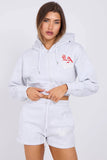 LA Cropped Zip Up Hoodie & Shorts Co-Ord Set