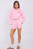 LA Cropped Zip Up Hoodie & Shorts Co-Ord Set