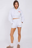 LA Cropped Zip Up Hoodie & Shorts Co-Ord Set