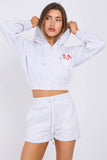 LA Cropped Zip Up Hoodie & Shorts Co-Ord Set