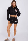 LA Cropped Zip Up Hoodie & Shorts Co-Ord Set