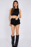 Lace Detail Slinky & Frill Mini Skort Co-Ord Set