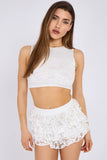 Lace Detail Slinky & Frill Mini Skort Co-Ord Set