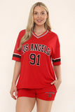 LA Varsity T-Shirt & Shorts Co-Ord Set