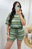 Wave Sparkled Print Top & Shorts Co-Ord Set