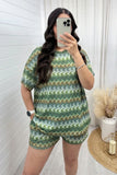 Wave Sparkled Print Top & Shorts Co-Ord Set