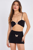 Slinky Butterfly Detail Top & Mini Skirt Co-Ord Set