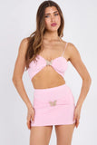 Slinky Butterfly Detail Top & Mini Skirt Co-Ord Set