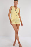 Longline Button Waistcoat Top & Shorts Co-Ord Set