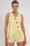 Longline Button Waistcoat Top & Shorts Co-Ord Set