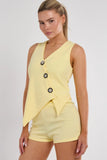 Longline Button Waistcoat Top & Shorts Co-Ord Set