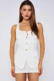 Longline Button Through Waistcoat Top