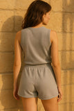Ribbed Button Up Sleeveless Top & Shorts Co-Ord Set