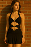 Coil Cut Out Detail Halter Neck Mini Dress