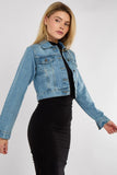 Diamante Studded Cropped Denim Jacket