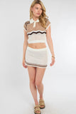 Knitted Polo T-Shirt Top & Mini Skirt Co-Ord Set