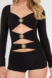Long Sleeve Cut Out Detail Playsuit