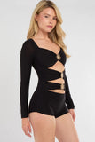 Long Sleeve Cut Out Detail Playsuit
