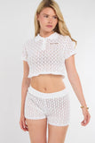 Crochet Knitted Top & Shorts Co-Ord Set