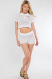 Crochet Knitted Top & Shorts Co-Ord Set