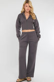 Cropped Zip Up Hoodie & Wide Leg Trouser Co-Ord Set