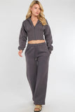 Cropped Zip Up Hoodie & Wide Leg Trouser Co-Ord Set
