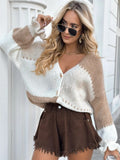 Knitted Button Front Frill Sleeve Cardigan