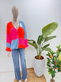 Knitted Button Front Frill Sleeve Cardigan