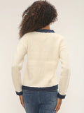 Knitted Denim Trim Button Detail Jumper