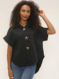 Starfish Button Detail Oversized Shirt