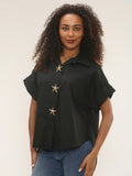 Starfish Button Detail Oversized Shirt