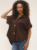 Starfish Button Detail Oversized Shirt