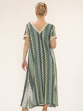 Lurex Cap Sleeve Zigzag Maxi Dress