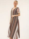 Lurex Cap Sleeve Zigzag Maxi Dress