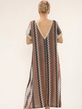 Lurex Cap Sleeve Zigzag Maxi Dress