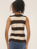 Knitted Stripe Button Detail Sleeveless Top