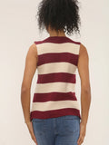 Knitted Stripe Button Detail Sleeveless Top