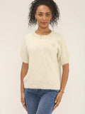 Pear Detail Neck Short Sleeve Jumper Top