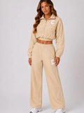 Contrast Stripe Cropped Zip Up Tracksuit Co-Ord Set