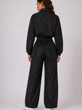 Contrast Stripe Cropped Zip Up Tracksuit Co-Ord Set