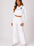 Contrast Stripe Cropped Zip Up Tracksuit Co-Ord Set
