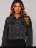 Light Wash Distressed Cropped Denim Jacket
