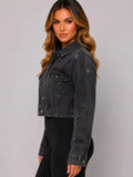 Light Wash Distressed Cropped Denim Jacket