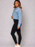 Light Wash Distressed Cropped Denim Jacket