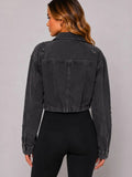 Light Wash Distressed Cropped Denim Jacket