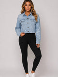 Light Wash Distressed Cropped Denim Jacket