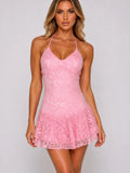 Lace Halter Neck Mini dress
