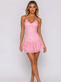 Lace Halter Neck Mini dress